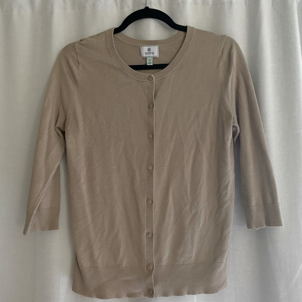 Susina Tan Button-Up Cardigan